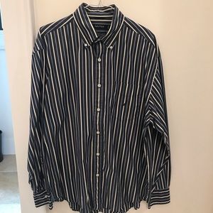 Nautica 100% cotton blue stripe button down. L. Front pocket